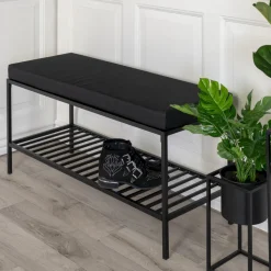 VITA Banc en tissu et métal avec étagère L100cm