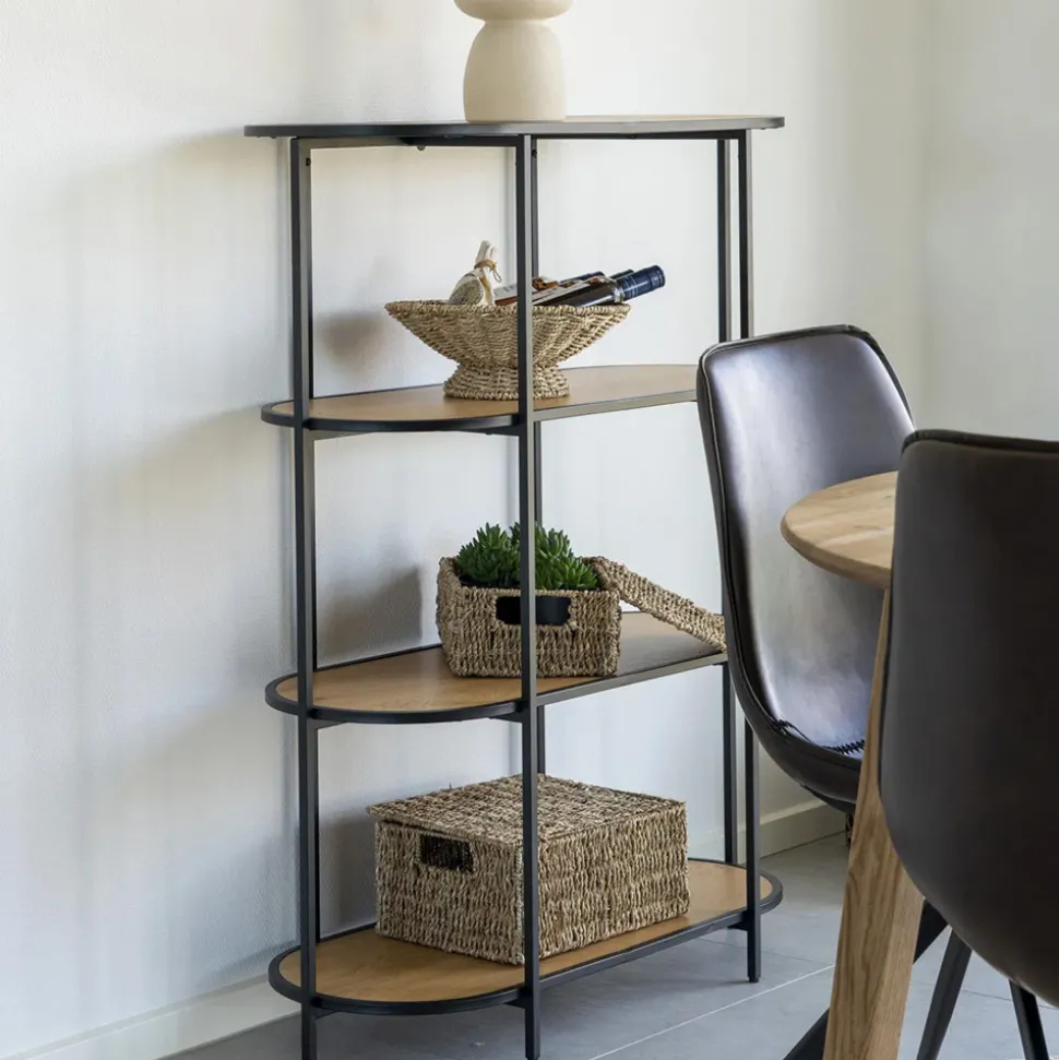 VITA Étagère ovale en bois et métal 85x111cm