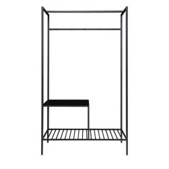 VITA Vestiaire d’entrée en bois et métal avec 2 étagères