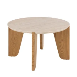 VIVO Table basse ronde en effet travertin ø80cm