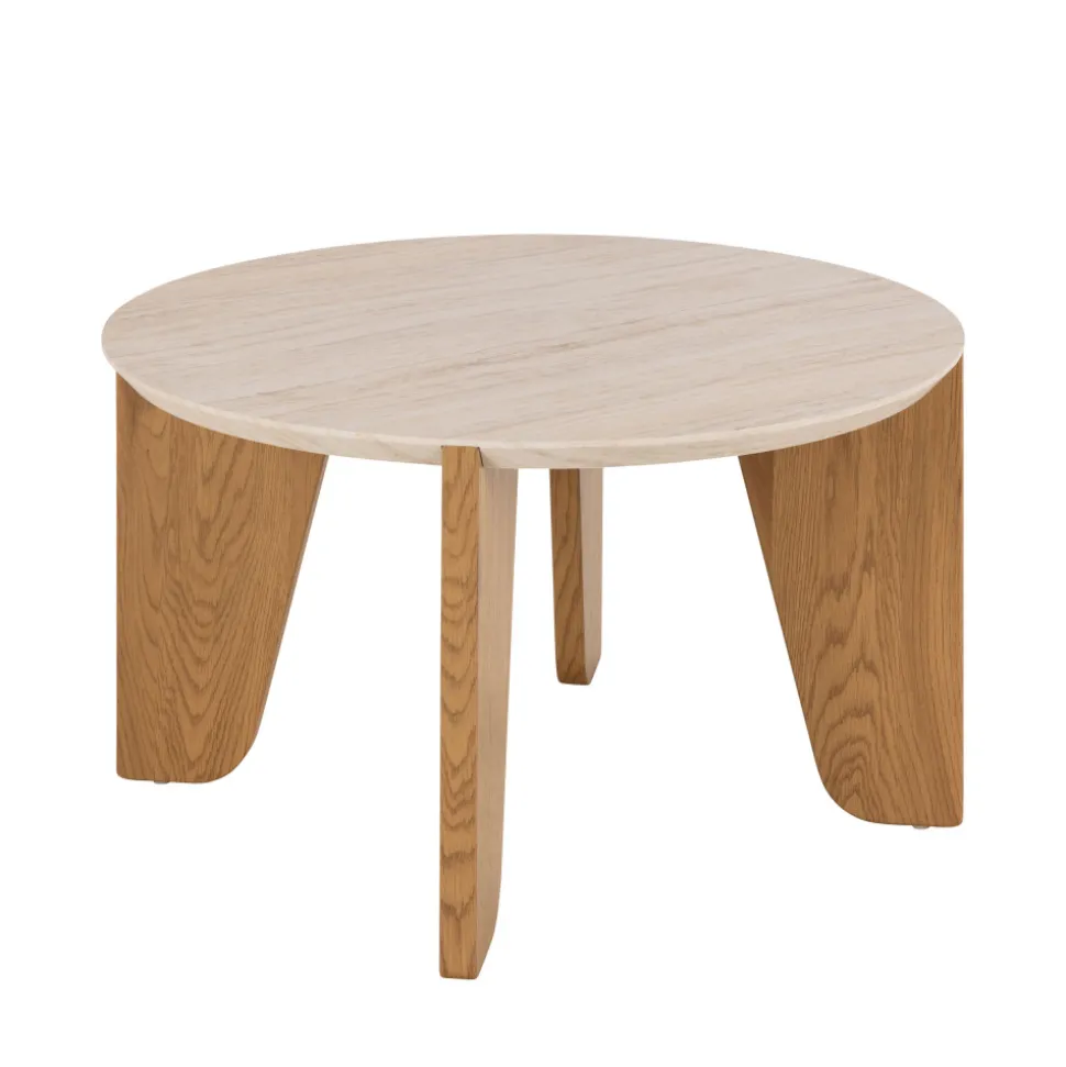 VIVO Table basse ronde en effet travertin ø80cm