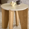 VIVO Table d'appoint ronde en effet travertin ø50cm