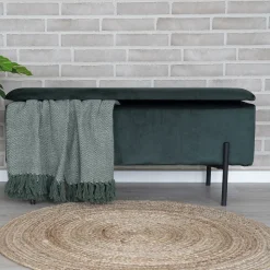 WATFORD Banc avec coffre de rangement en velours et métal