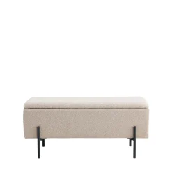WATFORD Banc coffre en tissu bouclette et métal L95cm