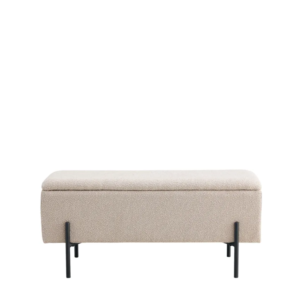WATFORD Banc coffre en tissu bouclette et métal L95cm