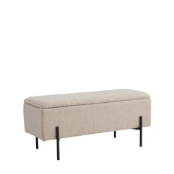 WATFORD Banc coffre en tissu bouclette et métal L95cm