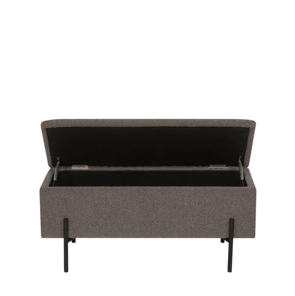 WATFORD Banc coffre en tissu bouclette et métal L95cm