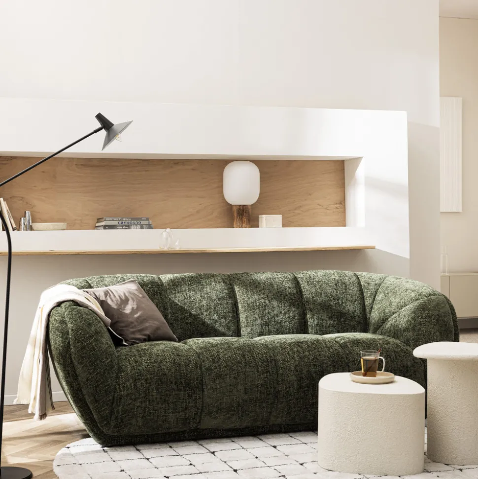 WEST Canapé droit 3 places en tissu à forme arrondie