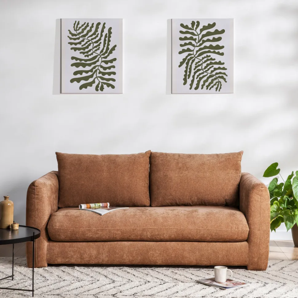 WIAME Canapé droit 2,5 places en tissu style contemporain