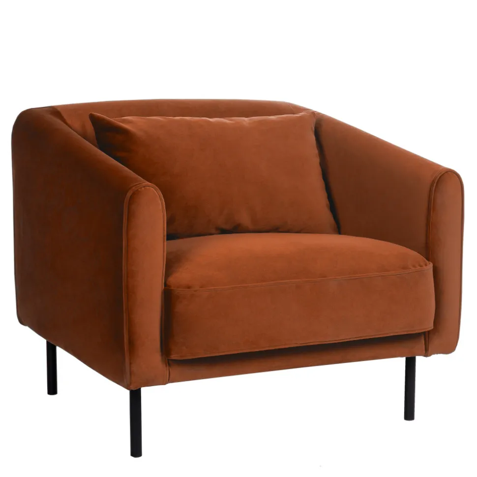 WINSEN Fauteuil en velours pieds droits en métal