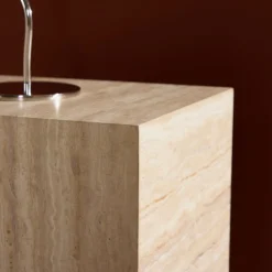 YORK Table d'appoint effet travertin 35x25cm