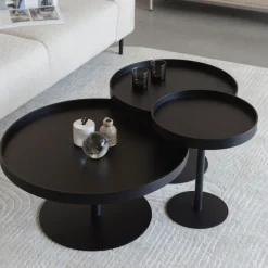 YURI Table d'appoint ronde en bois et métal ø45cm