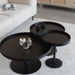YURI Table d'appoint ronde en bois et métal ø56cm
