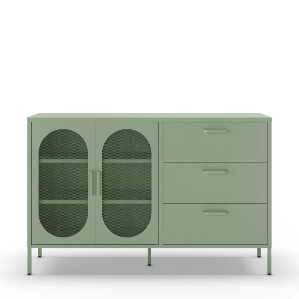 ZIO Buffet 2 portes 3 tiroirs en métal L140cm