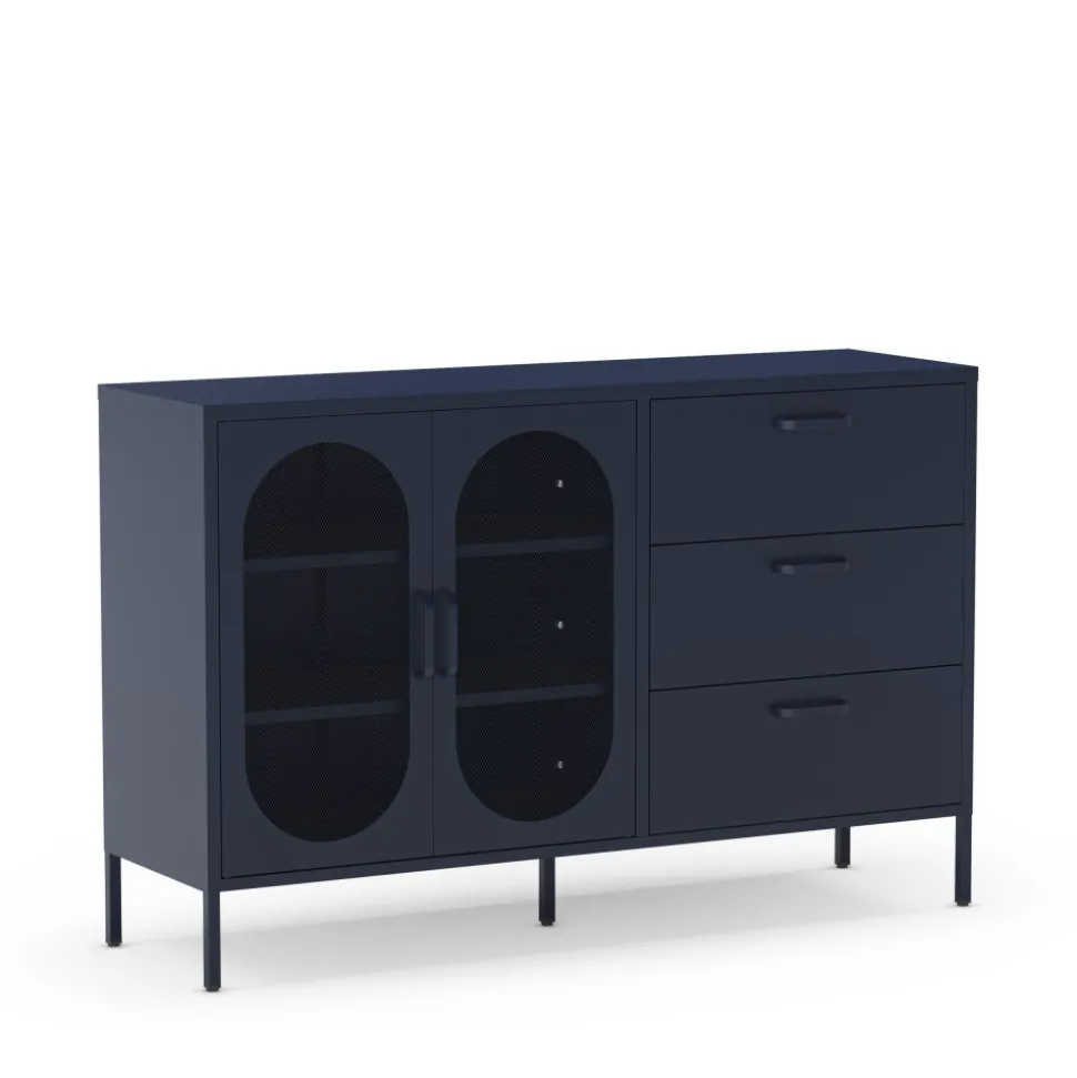 ZIO Buffet 2 portes 3 tiroirs en métal L140cm