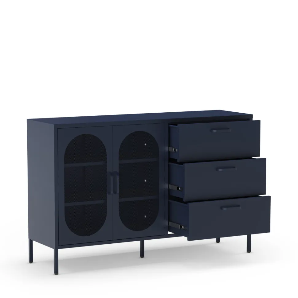 ZIO Buffet 2 portes 3 tiroirs en métal L140cm