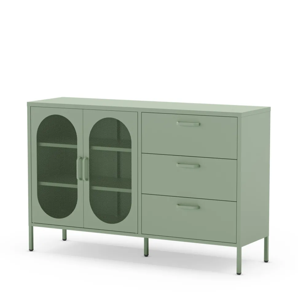 ZIO Buffet 2 portes 3 tiroirs en métal L140cm