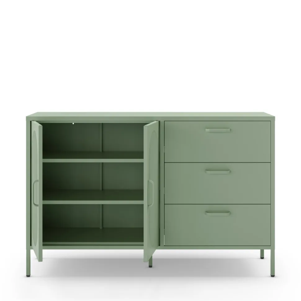 ZIO Buffet 2 portes 3 tiroirs en métal L140cm