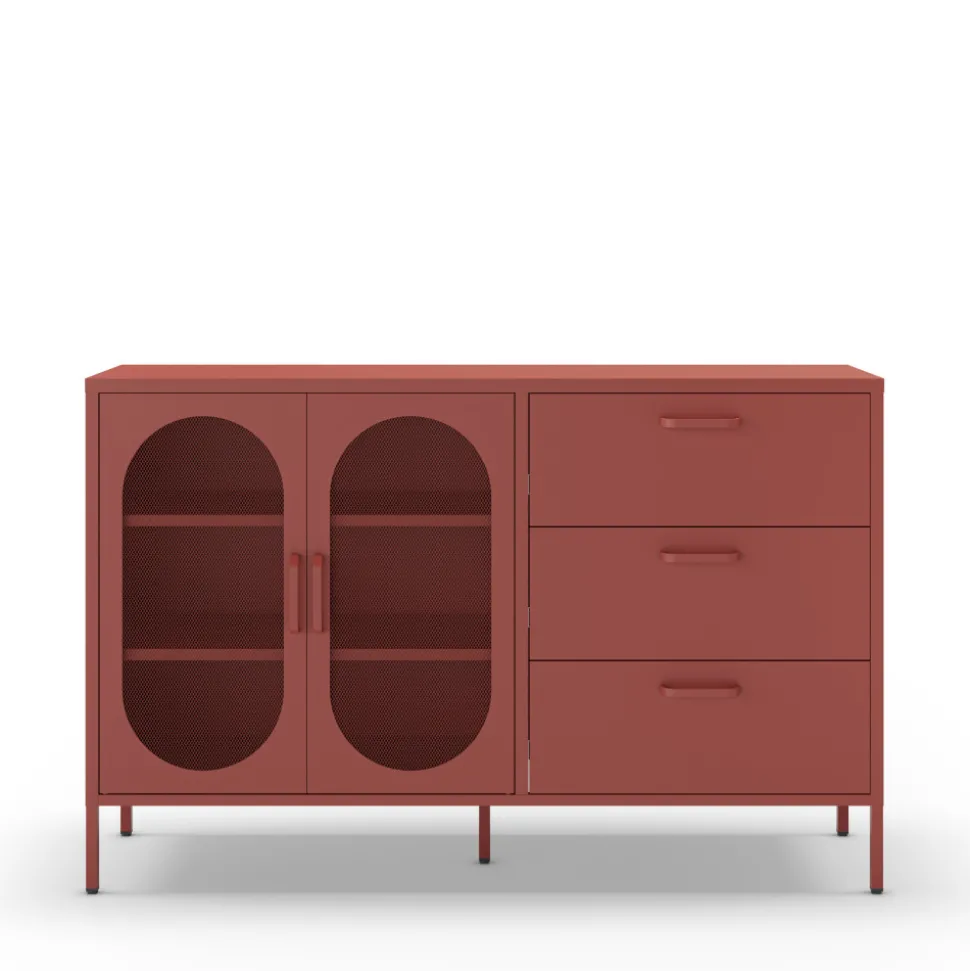 ZIO Buffet 2 portes 3 tiroirs en métal L140cm