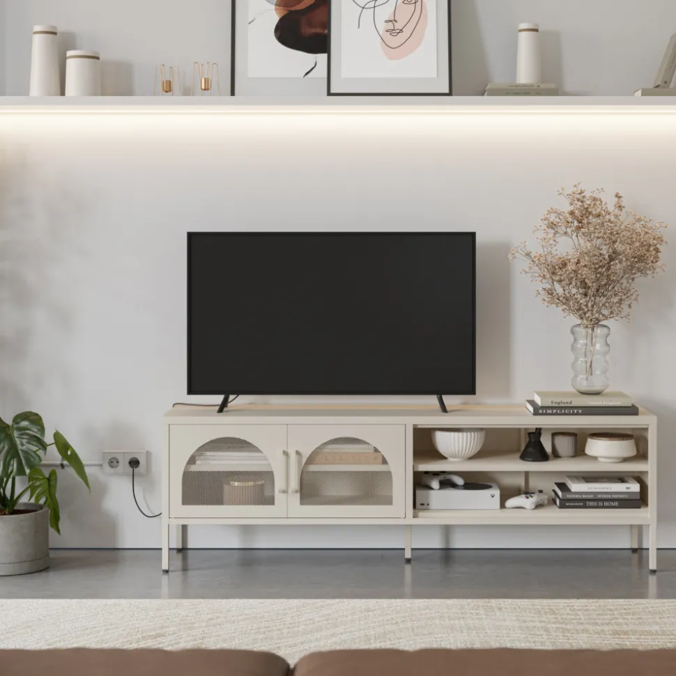 ZIO Meuble TV 2 portes en métal L160cm