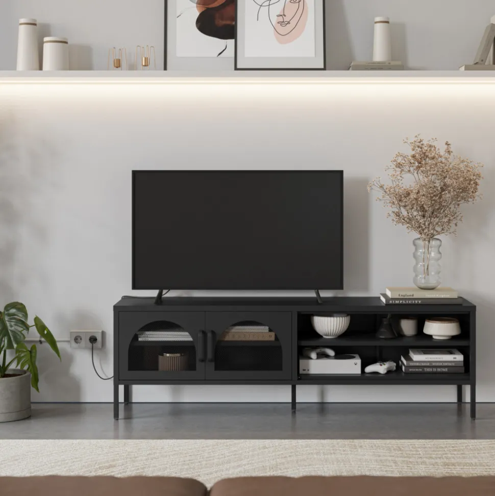 ZIO Meuble TV 2 portes en métal L160cm
