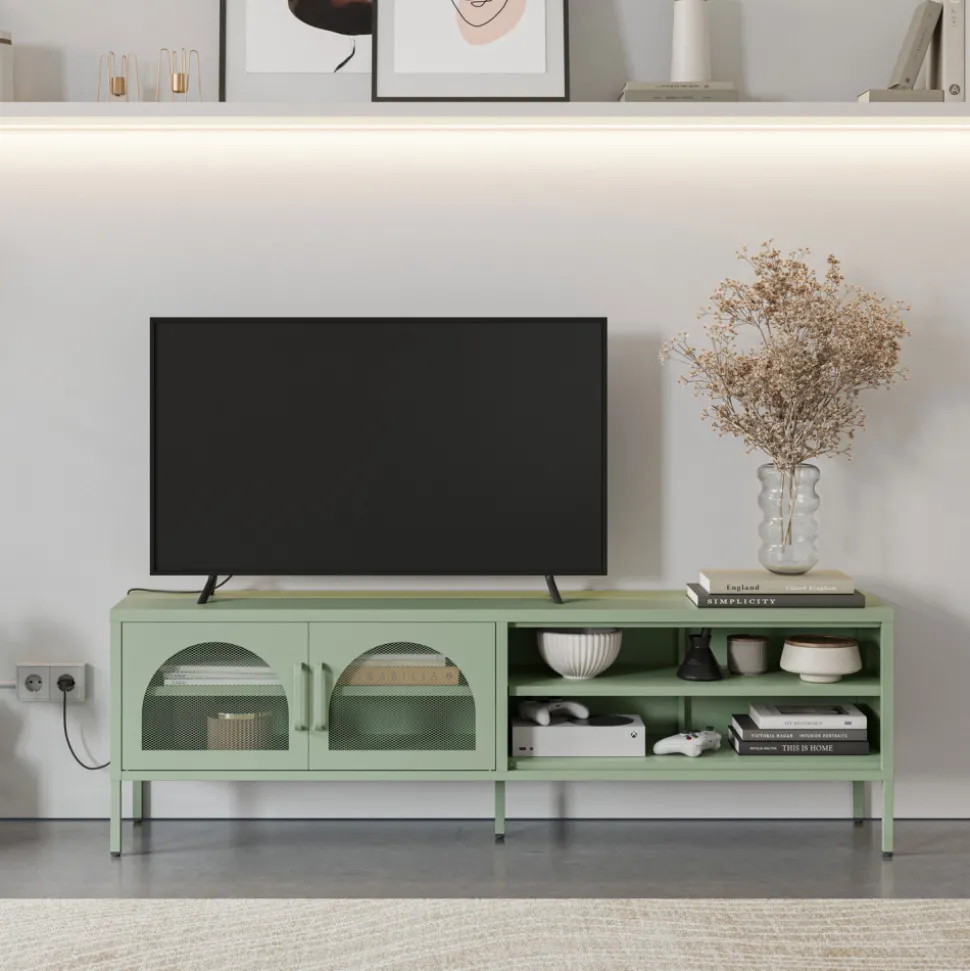 ZIO Meuble TV 2 portes en métal L160cm