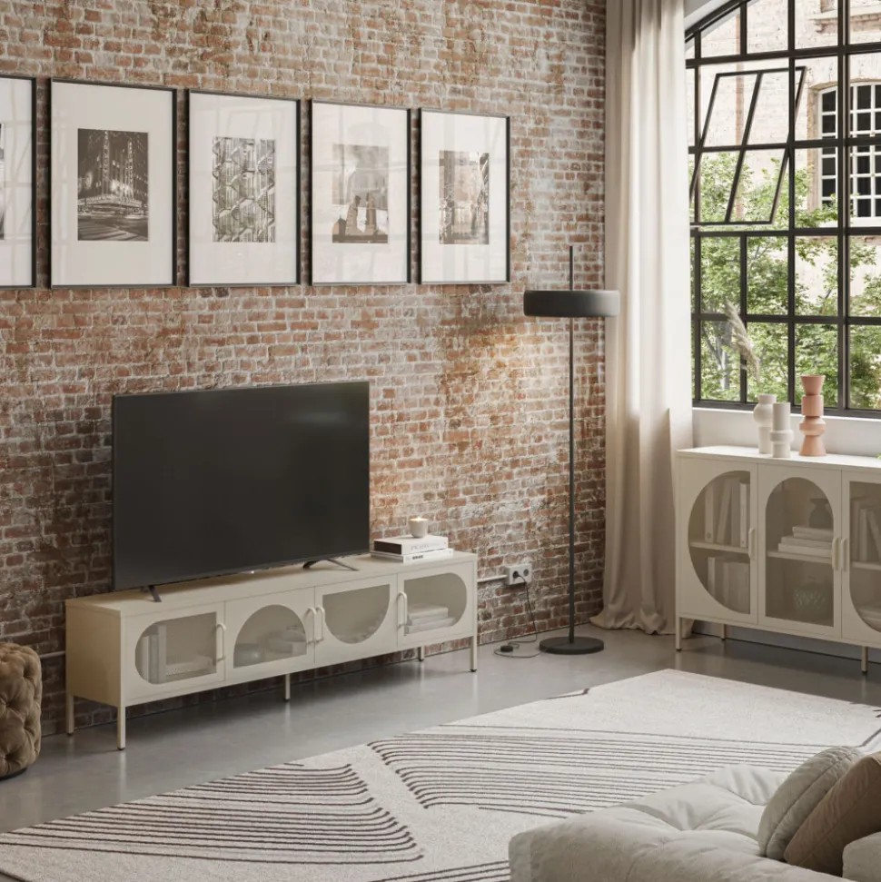 ZIO Meuble TV 4 portes en métal L180cm