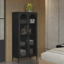 ZIO Vaisselier 2 portes en métal H170cm