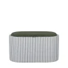 ZOÉ Banc ovale en tissu avec plateau et rangement L77cm