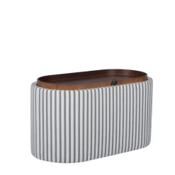 ZOÉ Banc ovale en tissu avec plateau et rangement L77cm