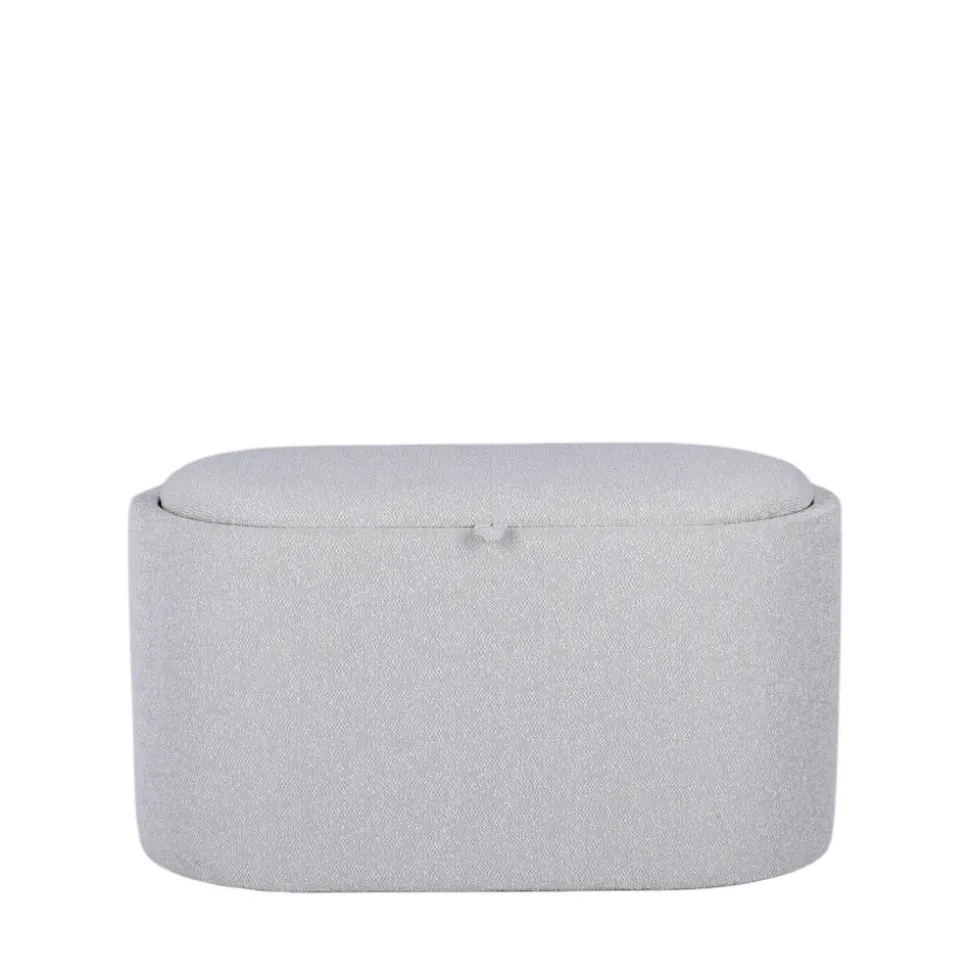 ZOÉ Banc ovale en tissu avec plateau et rangement L77cm