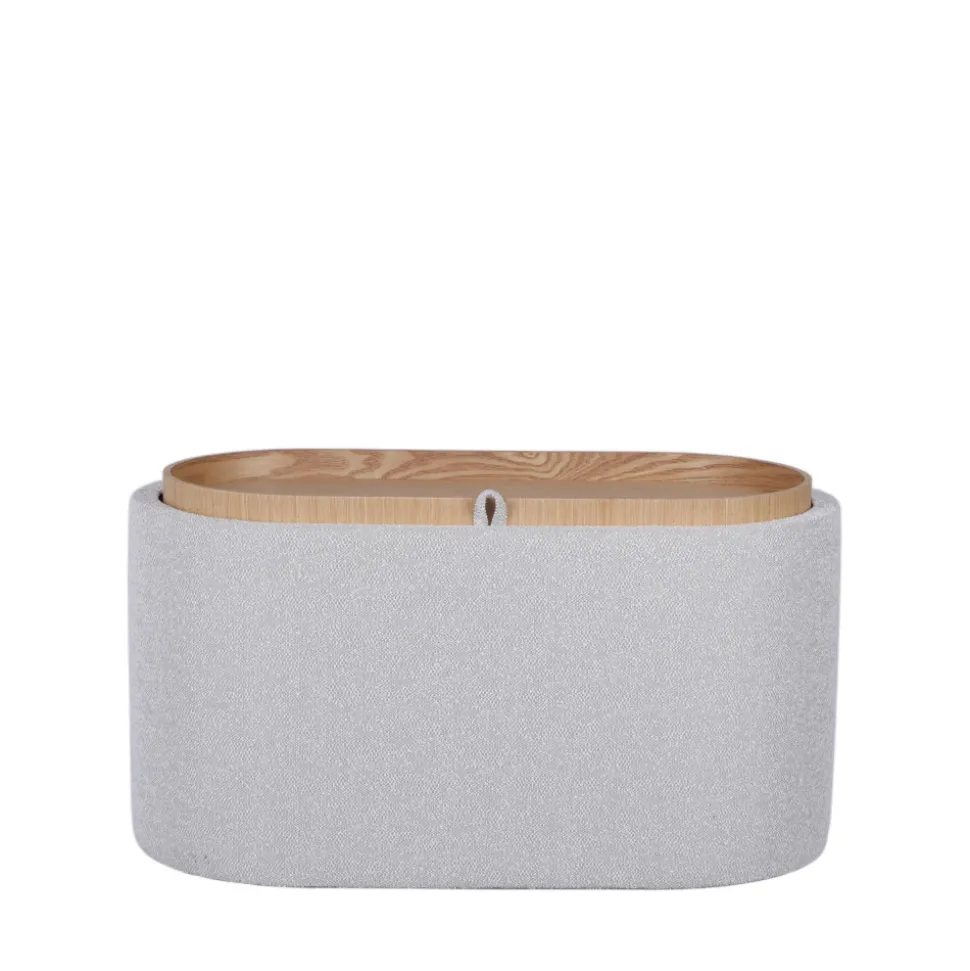 ZOÉ Banc ovale en tissu avec plateau et rangement L77cm