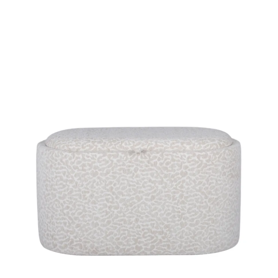 ZOÉ Banc ovale imprimé animal avec plateau et rangement L77cm