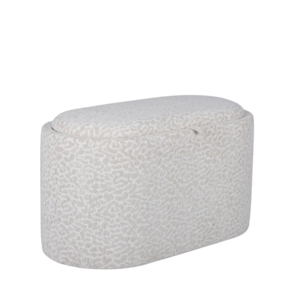 ZOÉ Banc ovale imprimé animal avec plateau et rangement L77cm