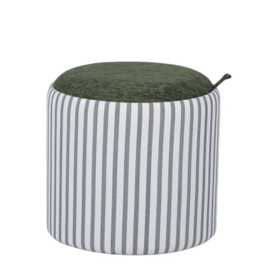 ZOÉ Pouf rond en tissu avec plateau et rangement ø40cm