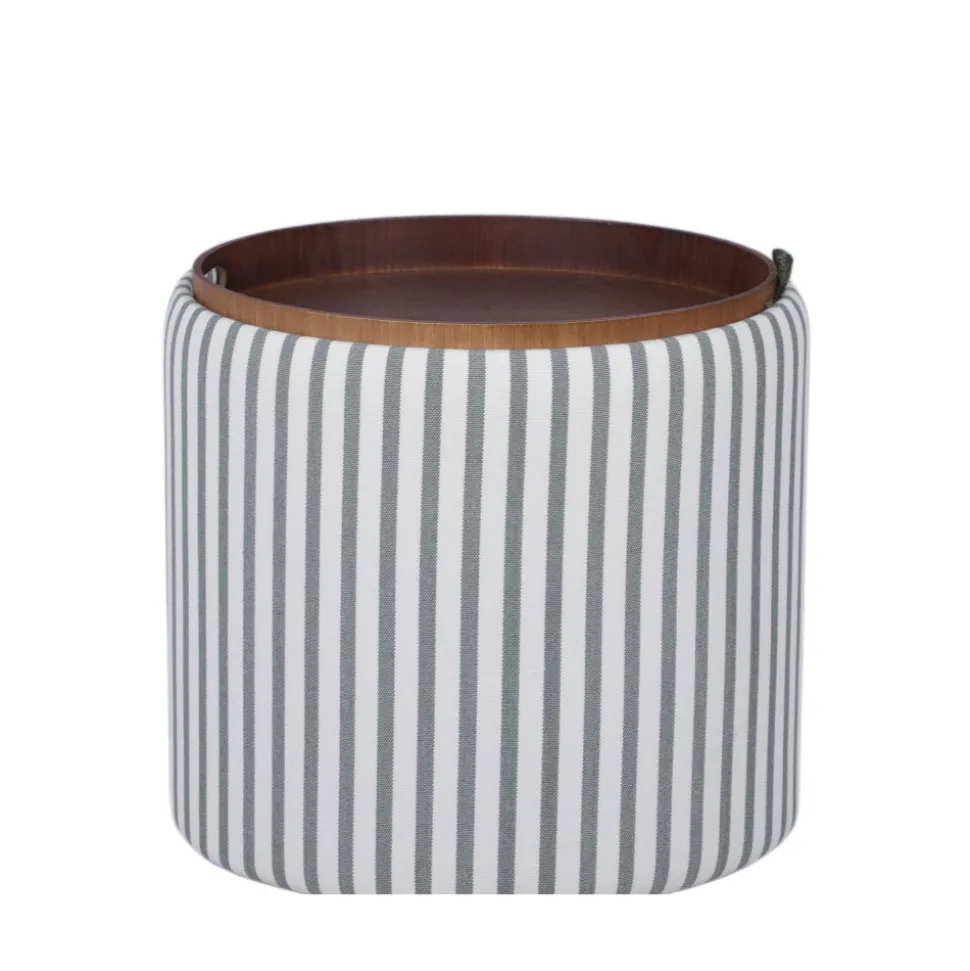 ZOÉ Pouf rond en tissu avec plateau et rangement ø40cm